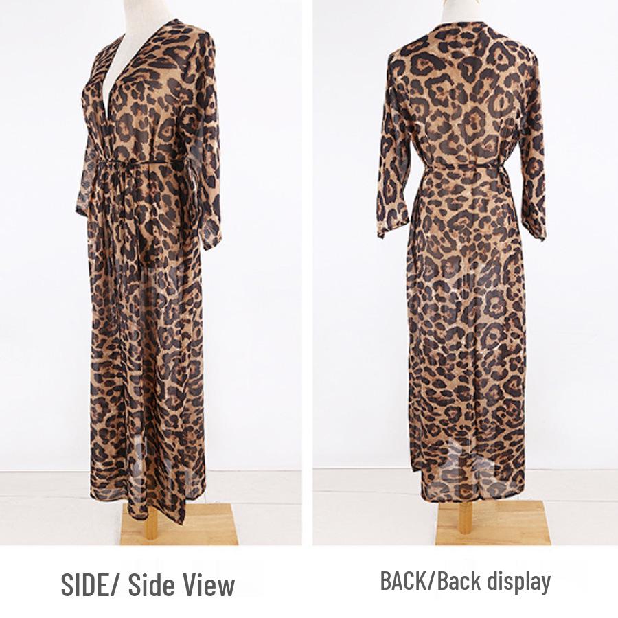 Šifonový plážový kardigan s leopardím potiskem