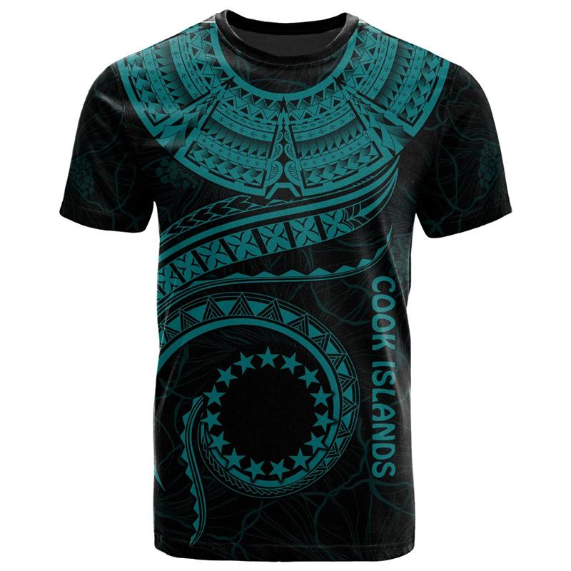 Cook Island 3D Print T Shirt For Men Clothes Round Neck Short Sleeves Casual Tops Polynesian Tshirt Streetwear Oversized T-shirt