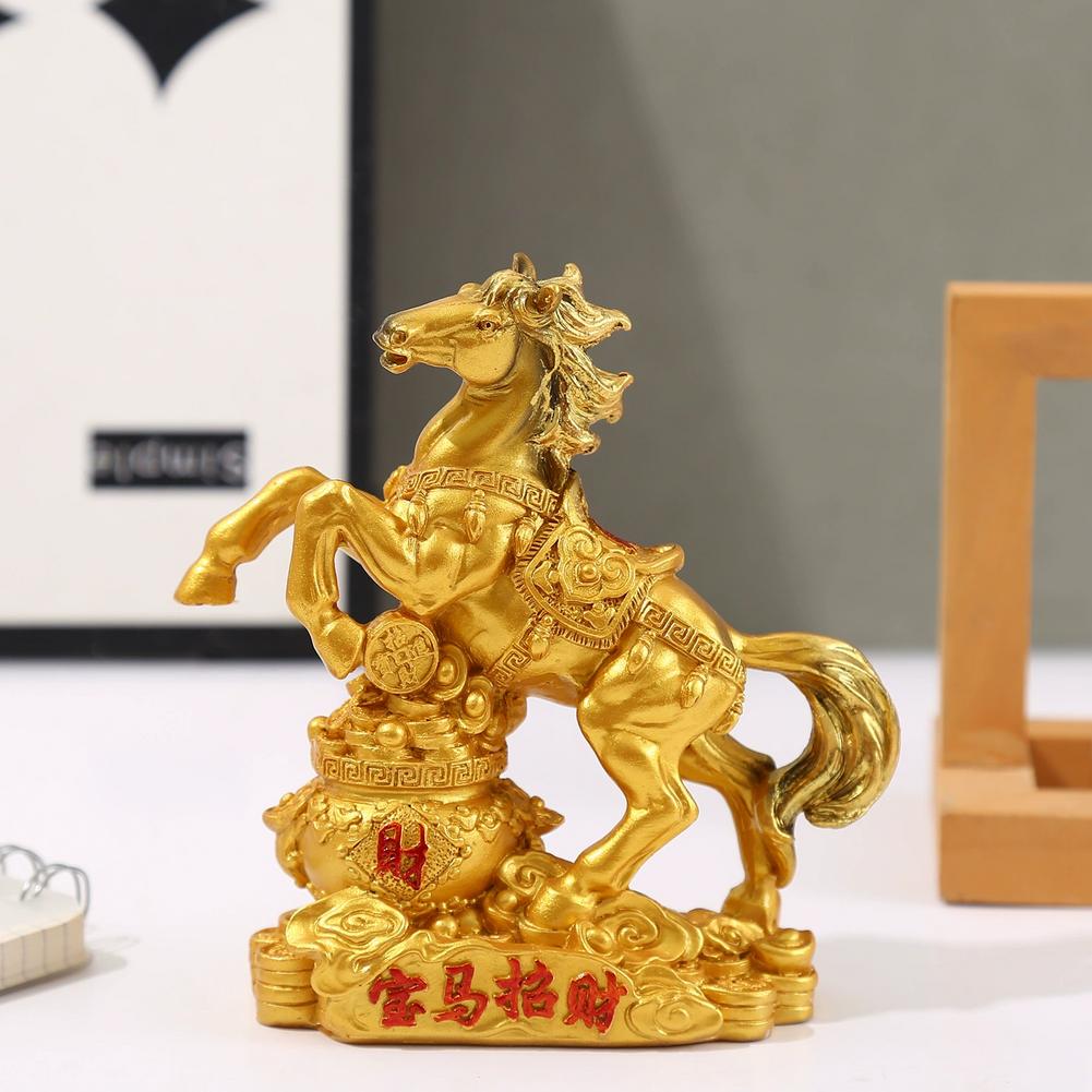 Chinese Traditional Resin Horse Statue Feng Shui Wealth Animal Decoration Home Office Crafts Sculpture Fortune Deskt L9L6