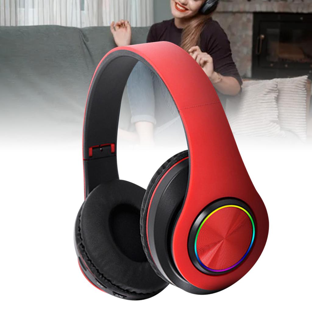 Bluetooth Headset with RGB Light Deep Bass Noise Reduction Comfortable Waterproof Foldable Wireless Gaming Headset