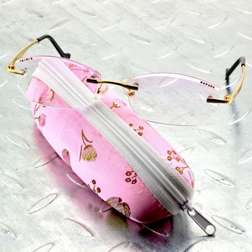 Randlose Lesebrille aus Titanlegierung mit Diamantschliff für Damen +0,75 +1 +1,25 +1,5 bis +4 Brillen