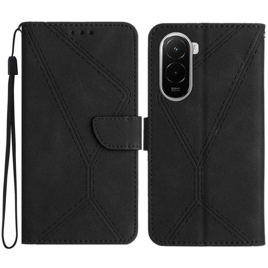 For Xiaomi Poco M7 4G (EU) (171mm) Case Skin Touch Lines Imprinted PU Leather Flip Phone Cover