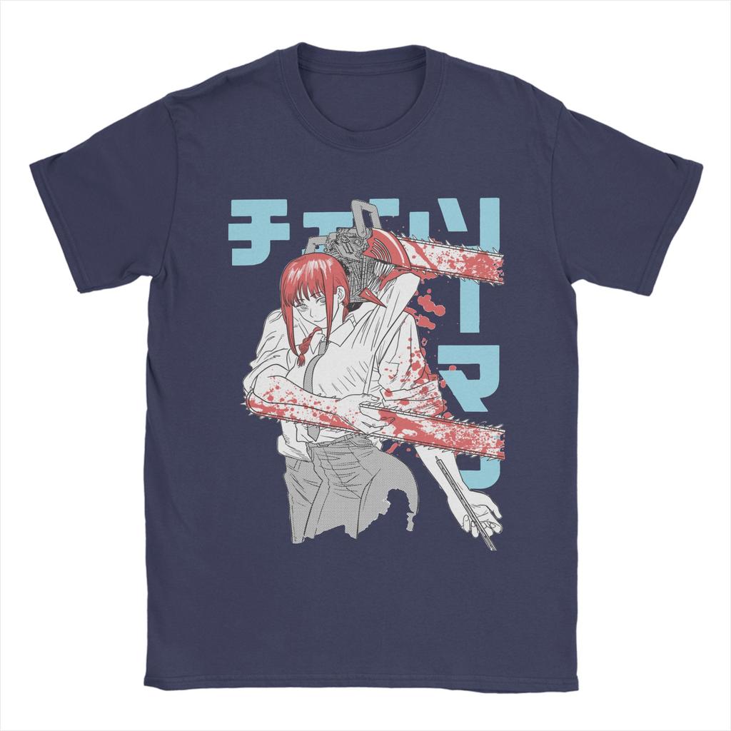 Chainsaw Man Denji Makima T-Shirts for Men Anime Amazing Cotton Tees Crew Neck Short Sleeve T Shirt Summer Clothes