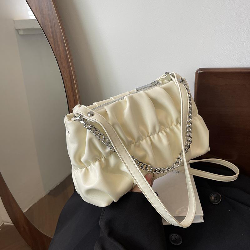 

Сумка подмышкой женская 2024 новая модная нишевая дизайнерская сумка-мессенджер через плечо с цепочкой, высококачественная женская плиссированная сумка