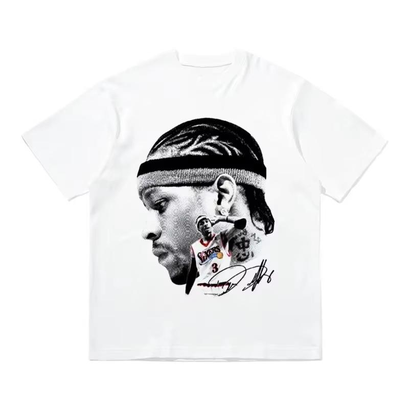 

Short Sleeved Round Neck Y2k Tshirt Men Clothing New in Top & Tees Mens T-Shirt Iverson Big Head Printed Basketball Star 72102 4XL