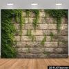 2D Stone Wall Green Ivy Vines Photography Backdrop Vintage Brick Leaf Background Banner