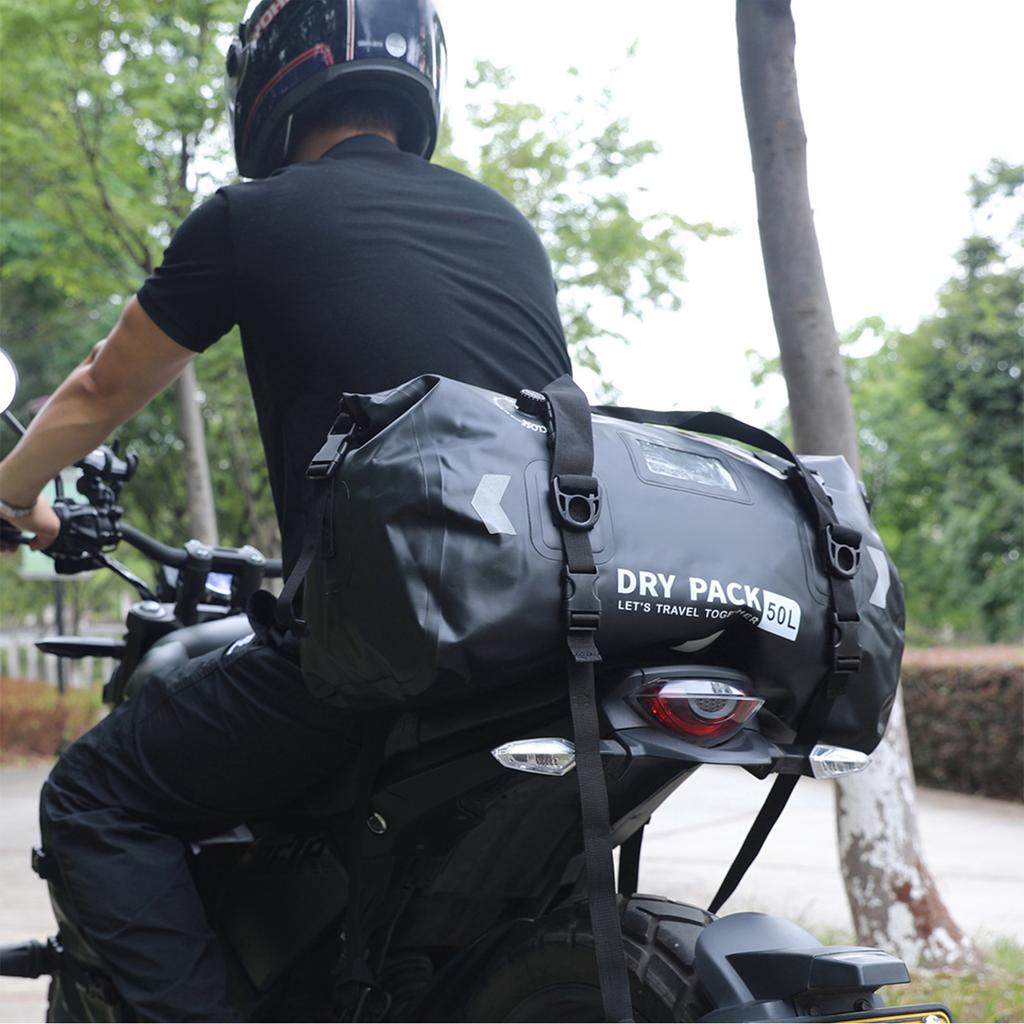 MARJAQE 80L Motorcycle Dry Bag Tail Luggage Bag PVC Waterproof Duffel Bag for Motorcycling Camping Boating Fishing Kayaking