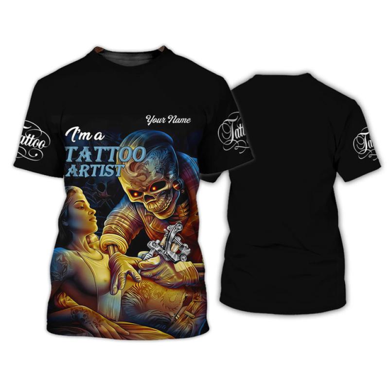 T-shirt Pour Homme Drôle Tatouage Harajuku Streetwear Loisirs Col O Oversize Manches Courtes Hauts Tendance Mode Nom Impression Personnalisée T-shirts