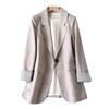 Gentlemen Suit Coat Elegant Female's Suit Coat with Lapel Collar Striped Cuffs for Business Outwear Commuting Style Blazers for W Practical Use