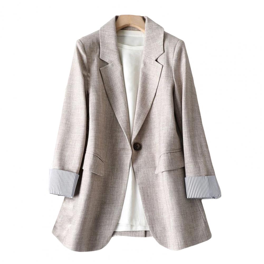 Gentlemen Suit Coat Elegant Female's Suit Coat with Lapel Collar Striped Cuffs for Business Outwear Commuting Style Blazers for W Practical Use
