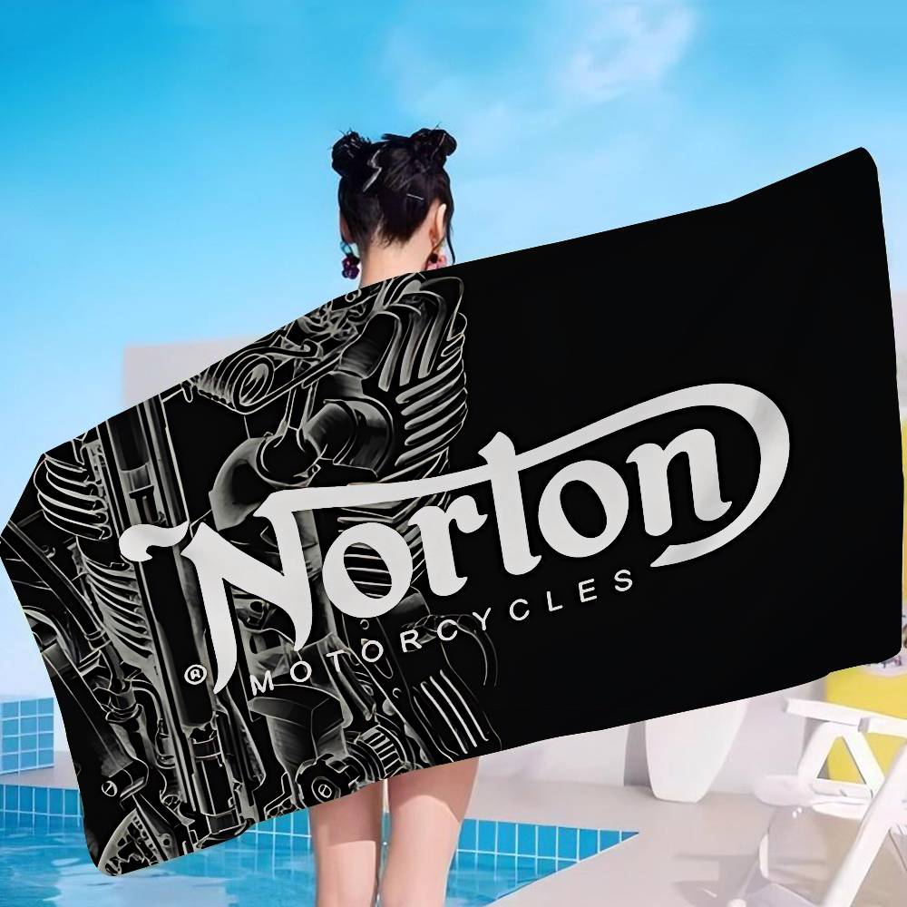 N-NORTONS Motorcycle Microfiber Blanket Quick Drying Beach Towels Oversized Printing Super Absorbent Pool Towel Blanket
