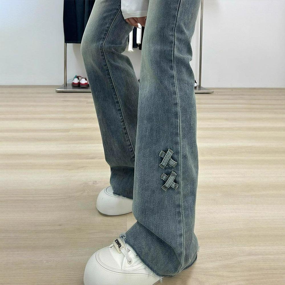 High-waisted Micro Flare Jeans Female Spring and Autumn Slim and Thin Retro Horseshoe Pants Flared Pants Retro Street Style Baggy Jeans for Ladies