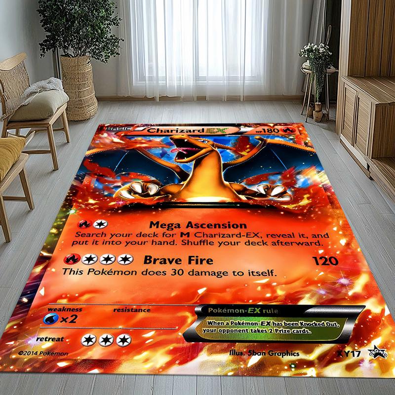 Charizard Charmander Pokemon Living Room Non-Slip Area Rug Soft Carpet for Bedroom Kids Playroom Sofa,Home Decor Doormat Gift