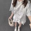 Korean Girl Sports Suit Women's Summer Loose Bow Short-sleeved T-shirt Cake Skirt Casual Age Reduction Two-piece Set