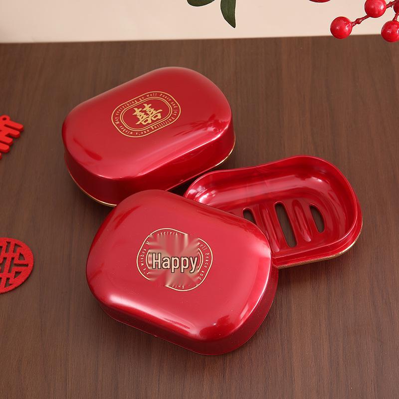 Wedding Set: Cup Pair, Red Toothbrush Holder, Mouthwash Cup, Soap Box - Perfect for Bride s Dowry.