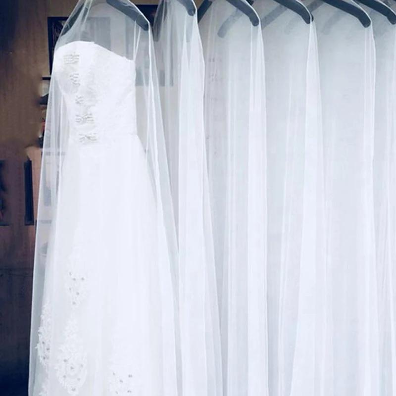 1PCS Long 160/180/200cm Transparent Soft Tulle Dust Cover For Home Clothes Wedding Dress Garment Bridal Gown Protector Mesh Yarn