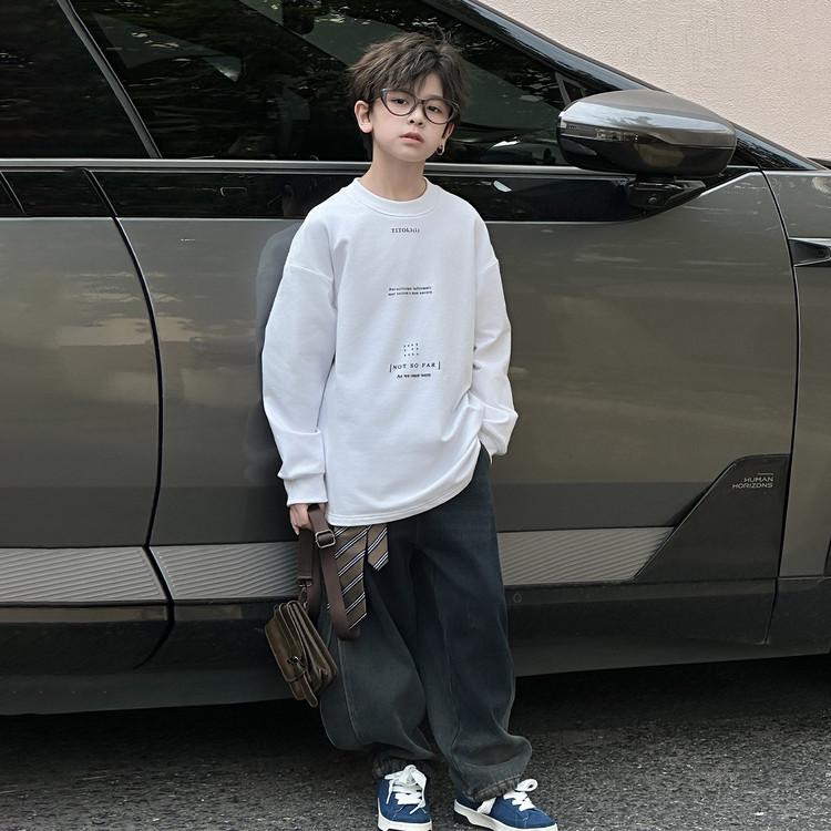 

Универсальный утепленный свитшот для мальчиков - Осень/Зима 2025: Удобный, Свободный и Теплый Базовый Слой для Детей 130 cm белый