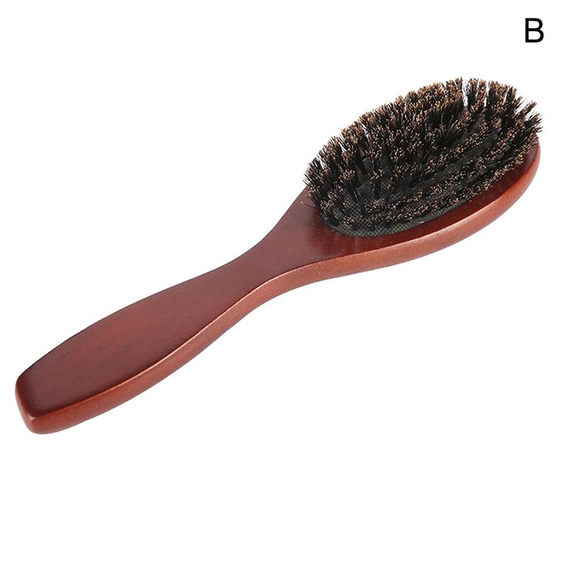 Brosse à cheveux en poils de sanglier naturels, peigne ovale antistatique, brosse de Massage du cuir chevelu