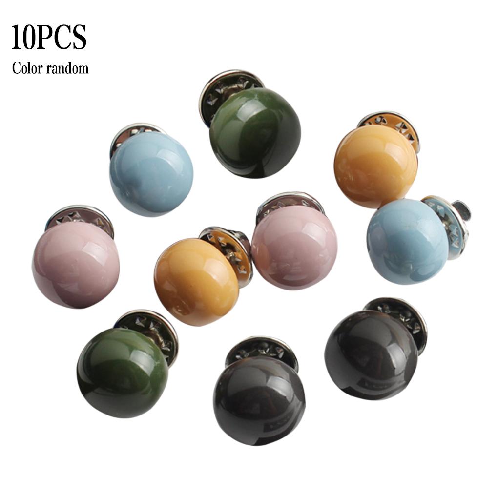 10Pcs Faux Pearl Buttons Round Decoration Beads Without Sewing for Anti-exposure Coat Sweater Clothes