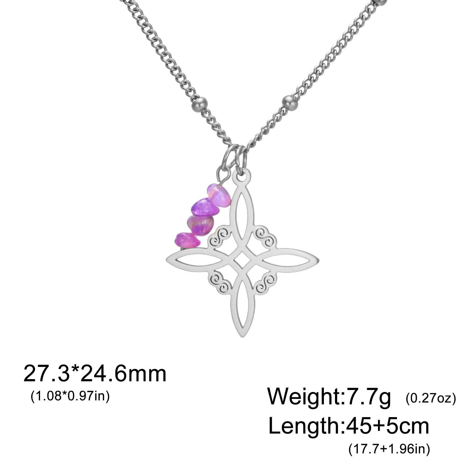 

Teamer Purple Crystal Witch Knot Pendant Necklace For Women Amulet Protection Stainless Steel Vintage Jewelry Gift 2026 New 45-50cm