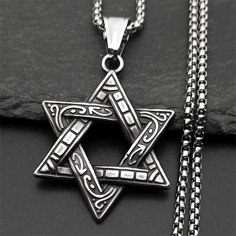 

Jewish Star David Pendant Necklace Stainless Steel Gold Silver Israel Hexagram Jewelry Gift for Men Women