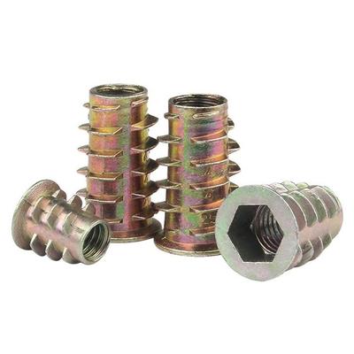 10pcs/lot M4 M5 M6 M8 M10 Zinc Alloy Inner Thread for Wood Insert Nut Flanged Hex Drive Head Furniture Nuts