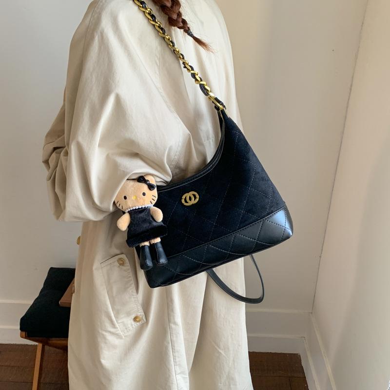 Super Fire Niche Contrasting Color Bag Women's 2025 Autumn and Winter New Versatile Super Fire Shoulder Underarm Dumpling Bag Messenger Bag