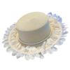 Wide Brim Flat Top Hat Petal Lace Summer Hat New Lace Sun Hat  for Beach and Daily Wear