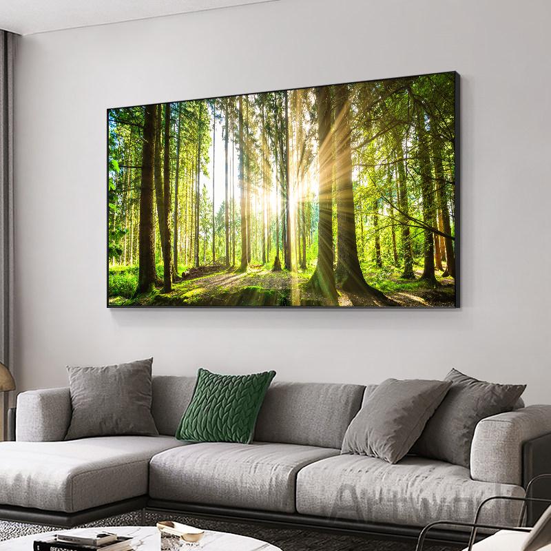 Sunrise Forest Wall Art Canvas Painting Modern Natural Landscape Posters and Prints Wall Pictures for Living Room Home Decor