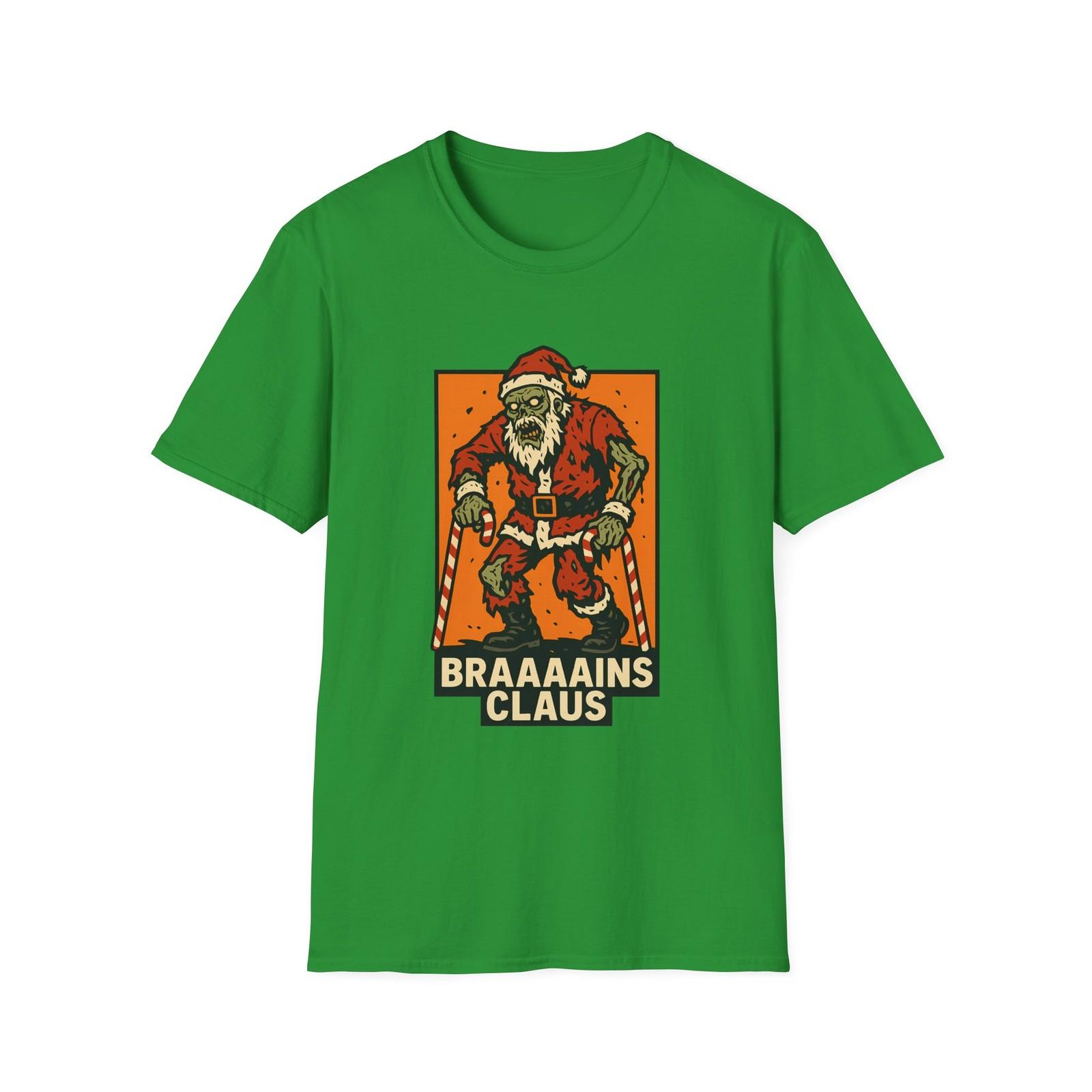 Unisex Softstyle T-Shirt Mens Womens Tees Top Zombie Santa Funny Holiday Cartoon Christmas S