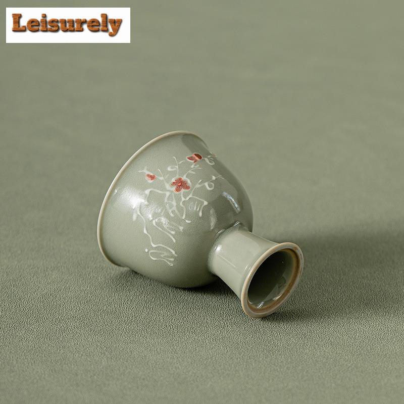 50ml Beixitang High Foot Cup Rtero Galze Ceramic Teacup Household Tasting Tea Bowl Master Cup Mugs Kung Fu Teaset Drinking Gift