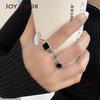 New Trends 925 Sterling Silver Finger Rings Engagement Jewelry For Women Creative Black Circle Party Accessories Gifts