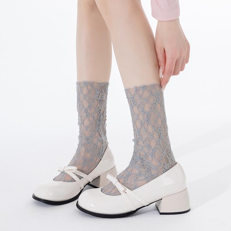 Women's Summer Thin Mesh Lace Ballet Style Mesh Mid Tube Stack Socks