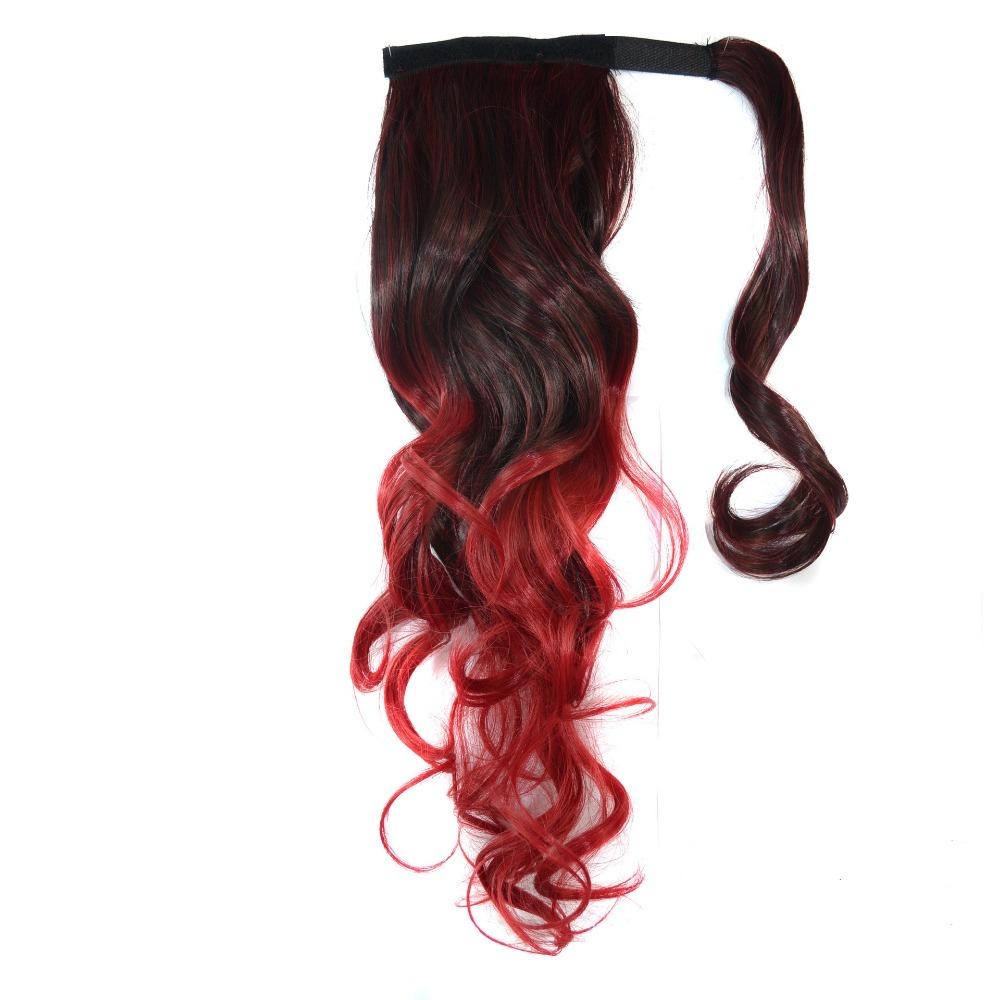 Wavy Ponytail Hair Extension Colored Gradient Hair Piece Fashion Ponytail Wig  Women