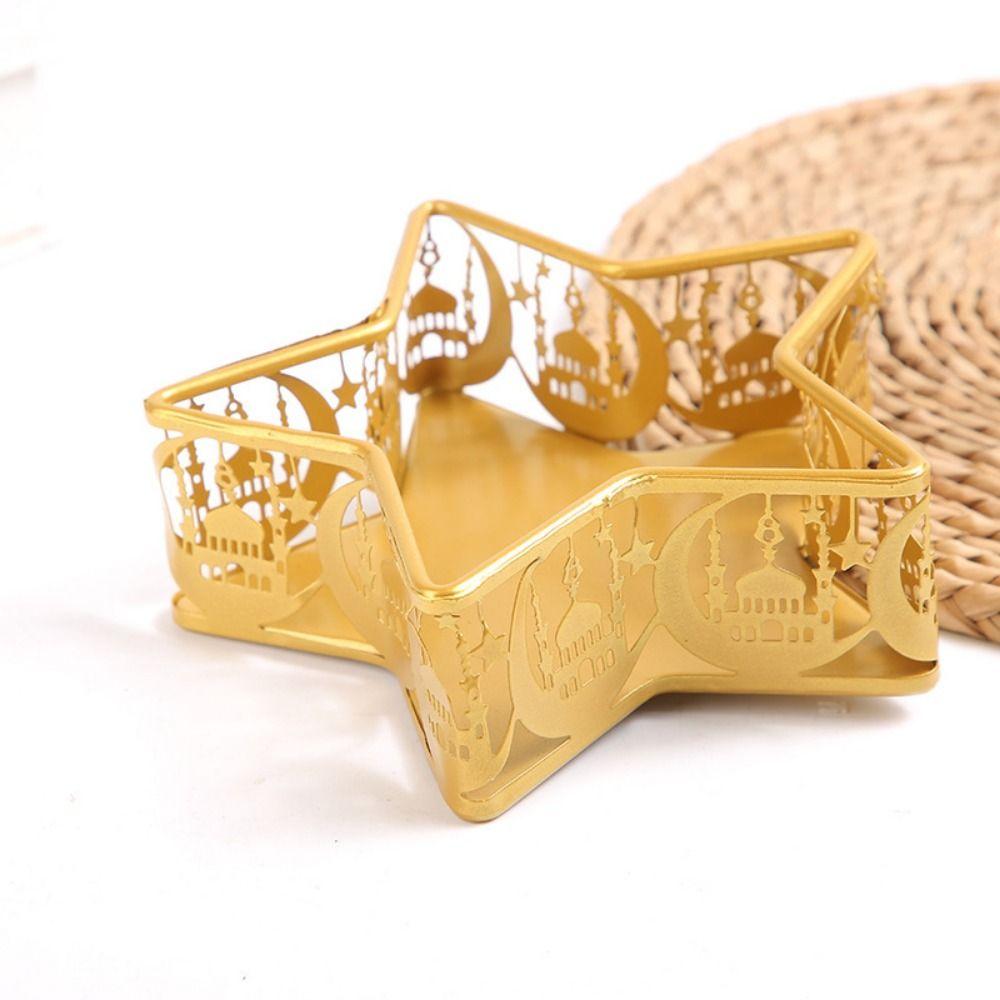 Iron Ramadan Dessert Tray Muslim Eid Mubarak Plates Candy Pastry Food Tray Festival Ornament