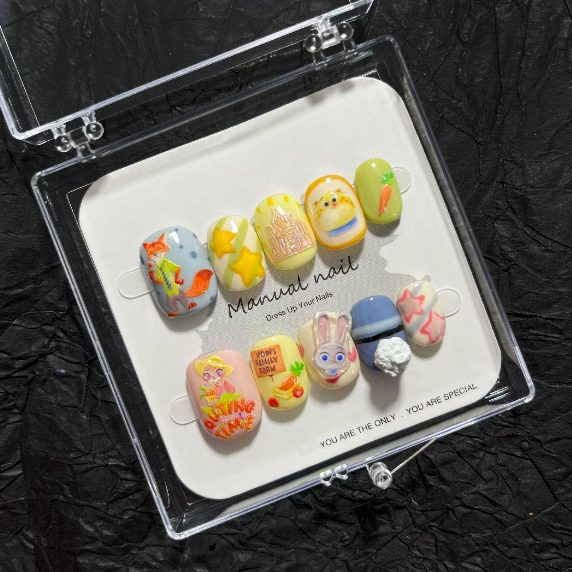 Zootopia Handmade Cute Cartoon Girl Wearable Nail Stickers A681 Large