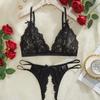 European and American Explosive Sexy Ling Sexy Romantic Lace Bow French Sex Perspective Underwear Set
