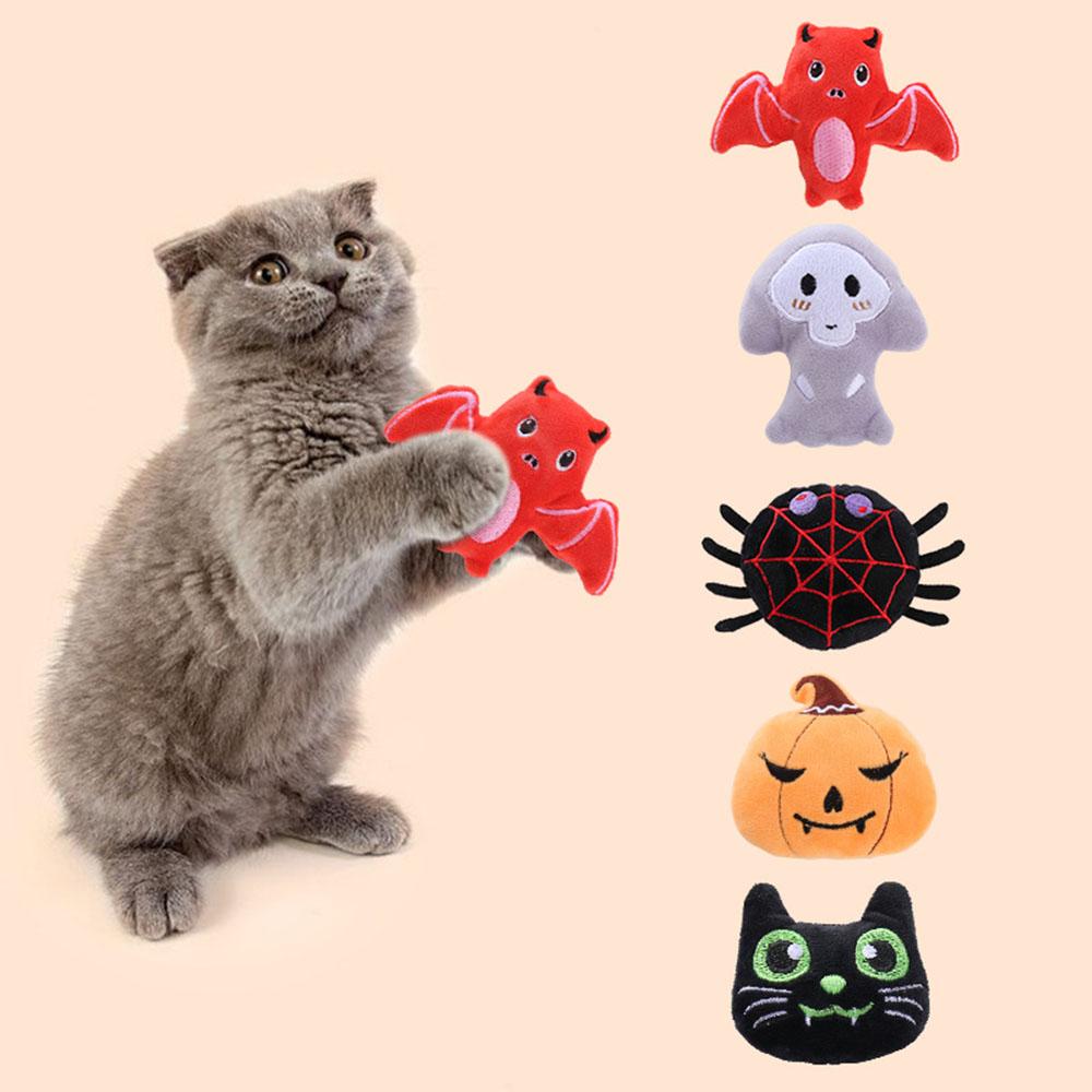 Halloween Cat Toys - Pumpkin and Spider Shaped Plush Toys, Cat Toy Toys To Relieve Boredom, Soft and Safe Toys for Kittens,