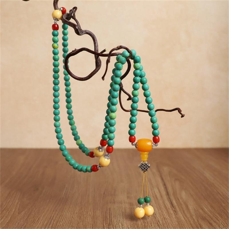 Handmade Turquoise Gemstones Prayer Beads Necklace With 8mm Round Beads Unisex Stone Wristband Cultural Spiritual Gift