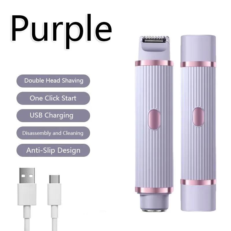 Waterproof 2in1 Electric Shaver for Women Bikini Hair Trimmer Wet Dry Use Dual Head Detachable Cordless Rechargeable