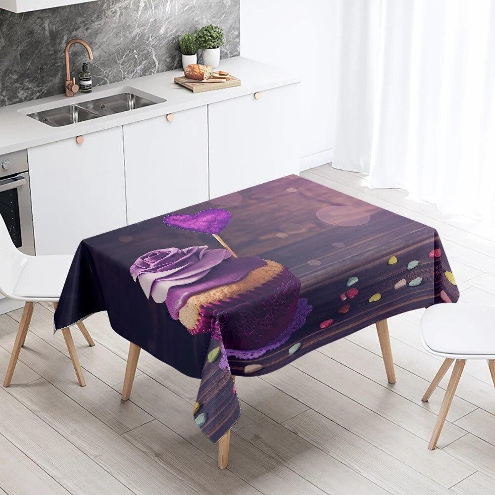 Fata de masa imprimata tort gurmand decor mese restaurant si antifouling dreptunghiular casa