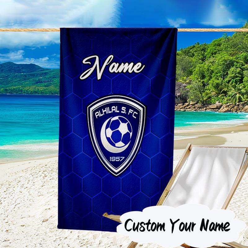 Custom Name SF Hilal Emblem Microfiber Beach Towel Super Soft & Absorbent for Bath, Beach, Travel Bath Time Accessory, Fan Gifts
