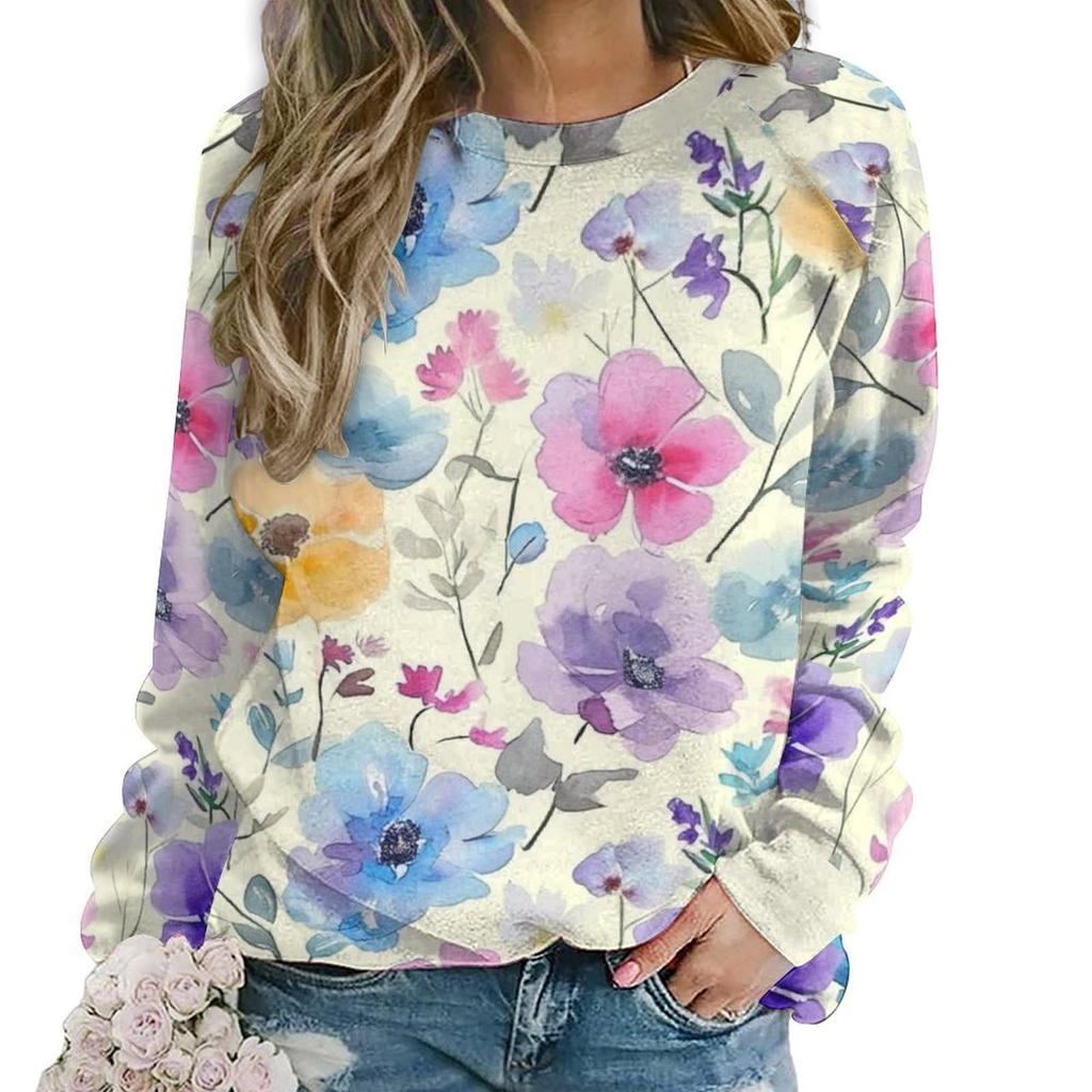 Floral Flower Pattern 3D Print Sweatshirts Women New Casual O-Neck Hoodies Streetwear Y2k Pullovers Harajuku Tops Woman Clothing