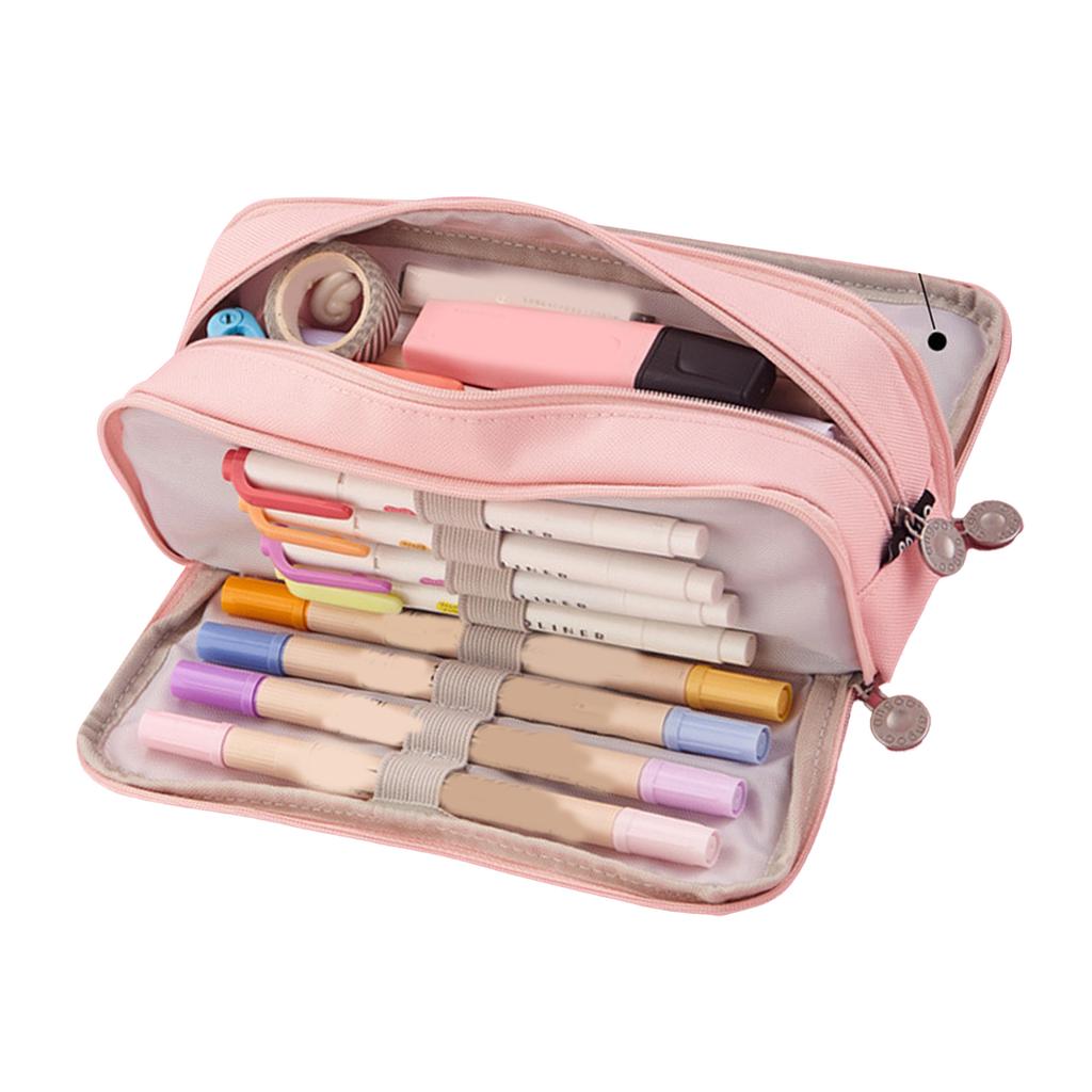 Piórnik z 3 przegródkami Duża pojemność Podwójne otwarcie Miękkie płótno Pyłoszczelny Zamek błyskawiczny Piórnik