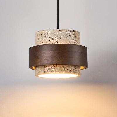 Yellow Travertine Pendant Light - Retro Cream Wabi-sabi Style for B&B, Restaurant, Bedroom, or Bedside.