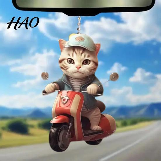 Heavy Duty Cat Decor Acrylic 2D Car Hanging Decoration Home Office Backpack Auto Decorative Pendant Rearview Mirror Cartoon Kitten Animal Ornament