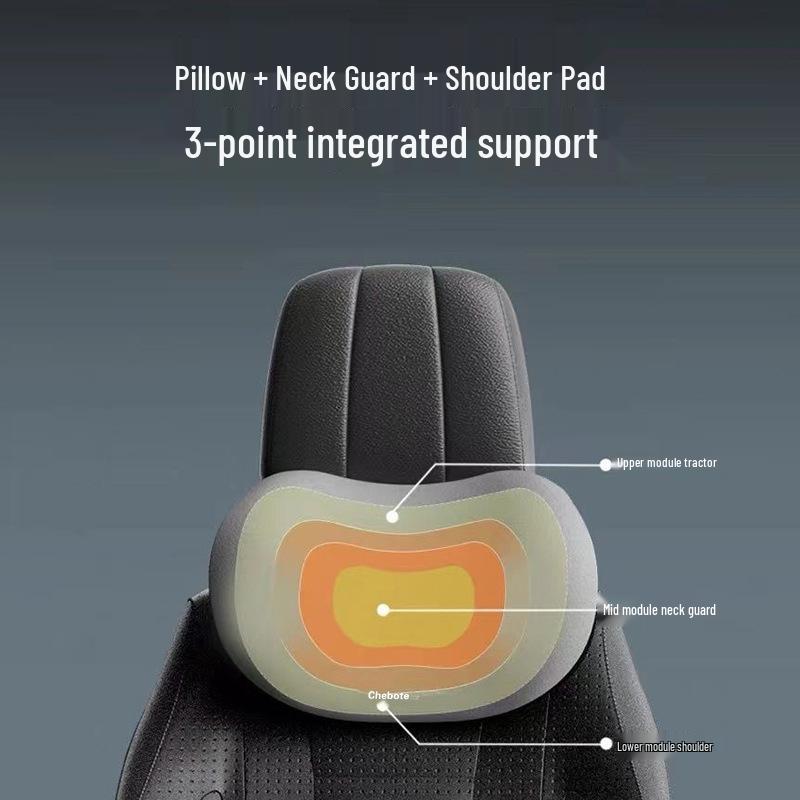 Car Lumbar and Neck Support Pillow - Memory Foam Cushion for All Seasons