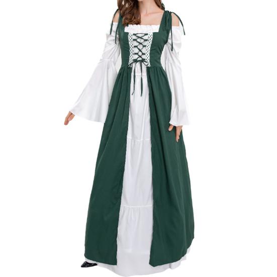 Halloween Dress Maxi Square Neck Royal Vintage Tight Waist Cosplay Dress for Party