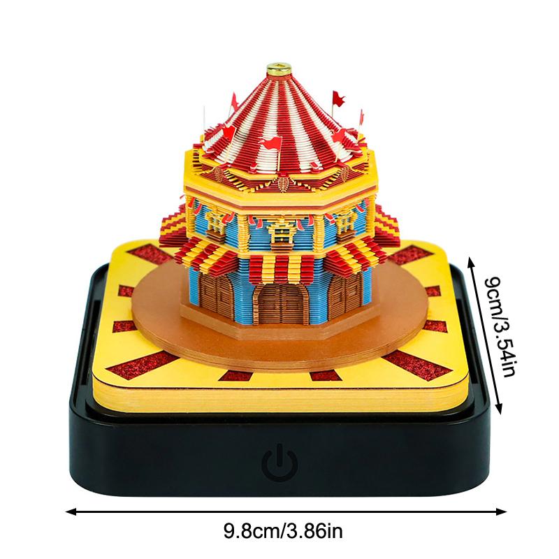 2026 Desk Calendar With Led Light Circus Panorama 3D Tear-Away Calendar Paper Carving Art Memo Pad Notepad Gift Home Decoration