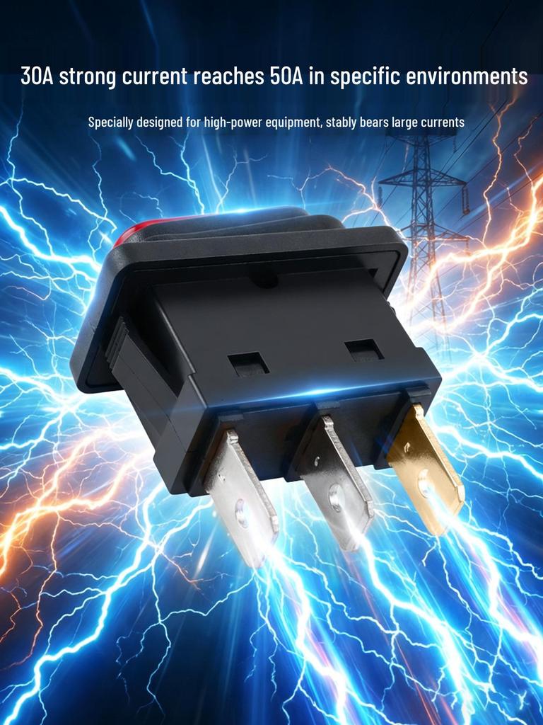 Waterproof High Current 30A/50A Boat-shaped Rocker Switch, KCD3, Single Pole, Three-leg Power Switch.